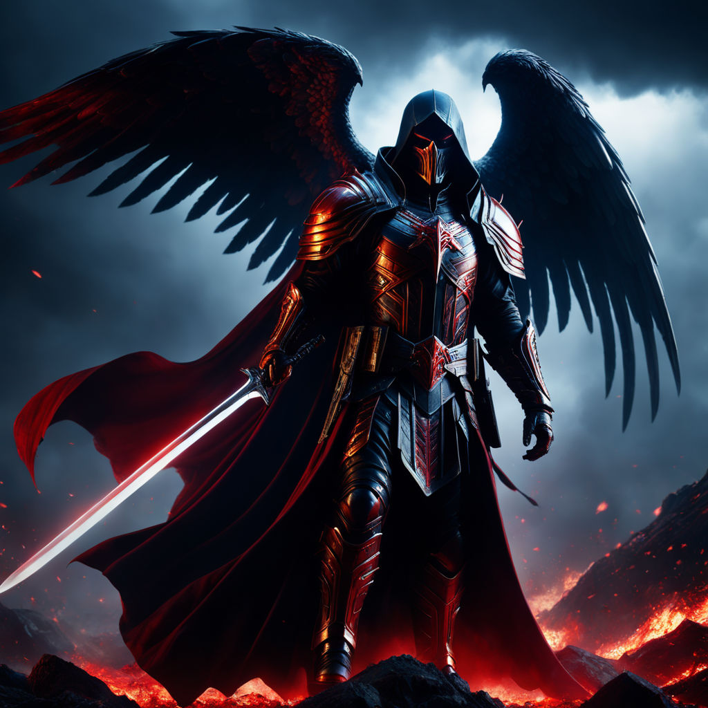 portrait of azrael angel of death, anime fantasy