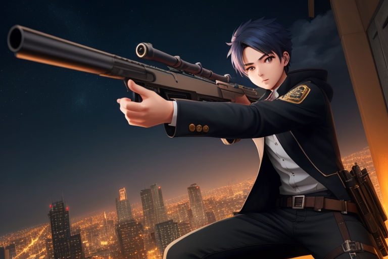 anime boy pointing gun