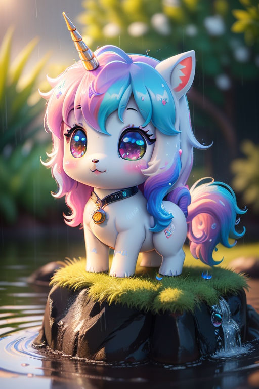 Little cute forest unicorn character\