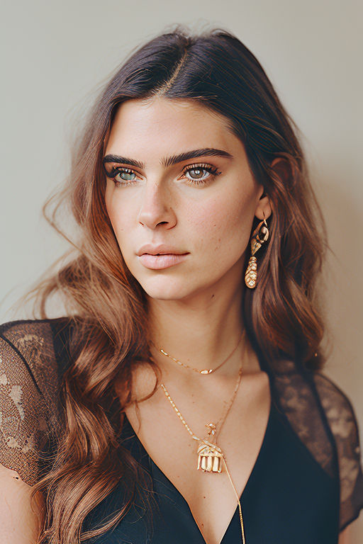 Premium Photo  Portrait of stylish sensual brunette boho woman with  beautiful eyes wearing big earrings and gold necklace. fashionable indian  hippie gypsy bohemian outfit with jewelry details accessories