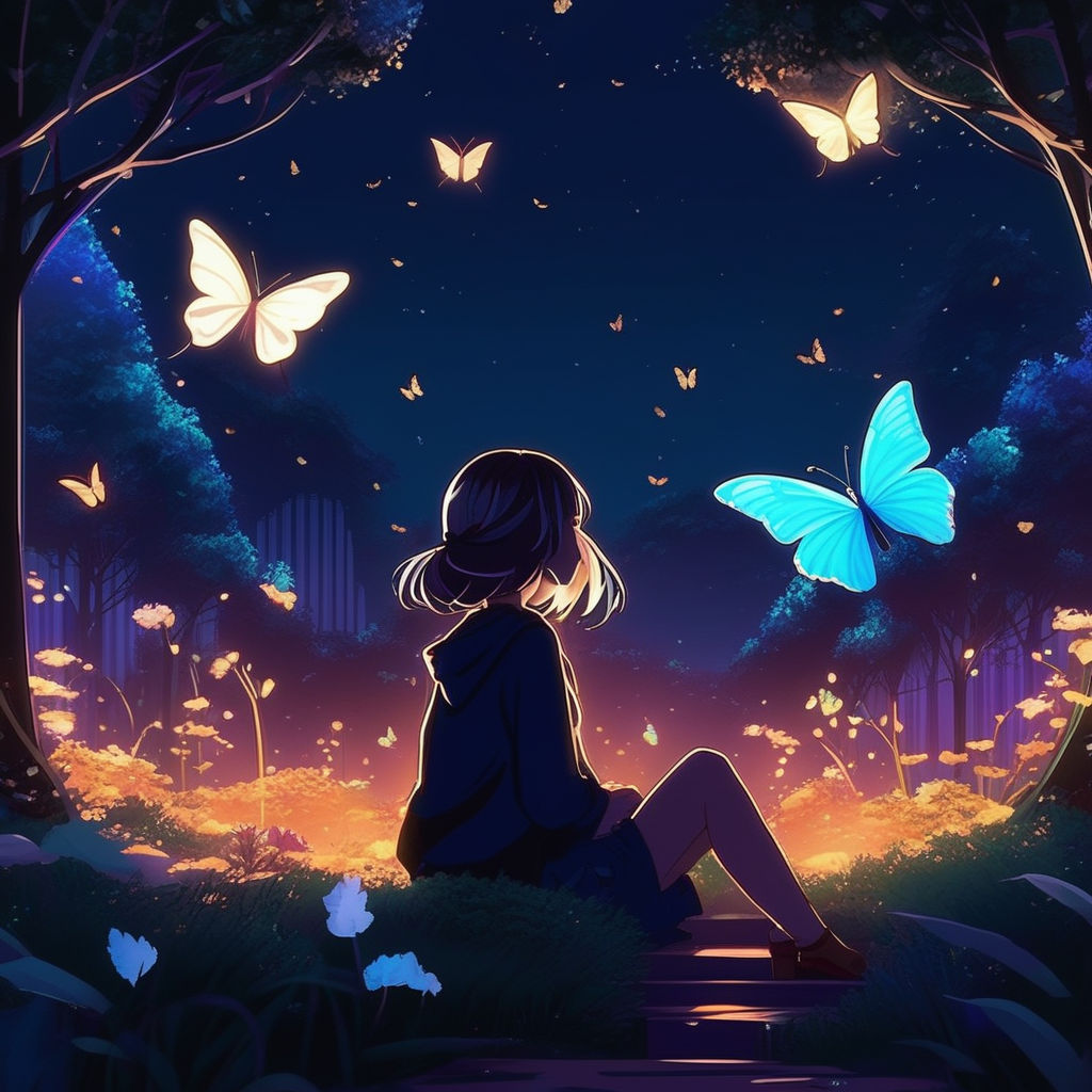 glowing butterflies anime