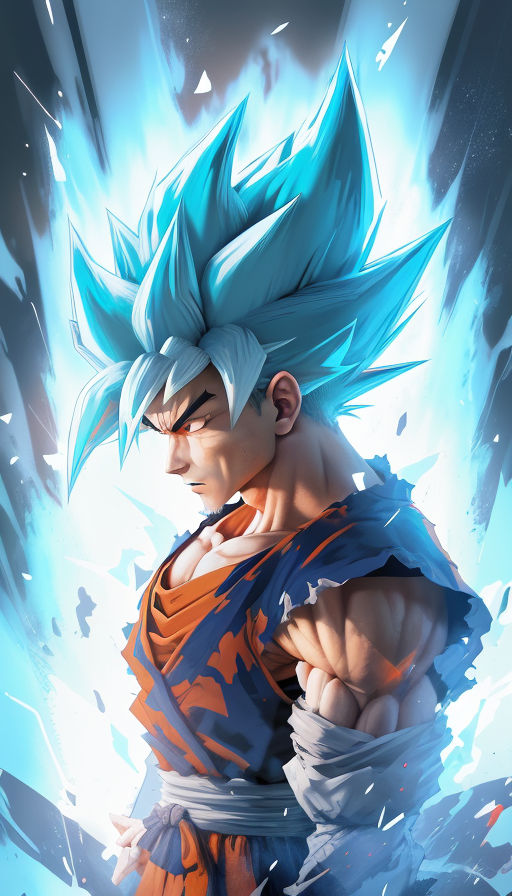 2d artwork of goku super saiyan with blonde hair