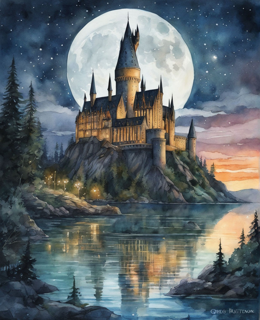 Harry Potter Hogwarts Castle And Fullmoon Art Paint By Numbers