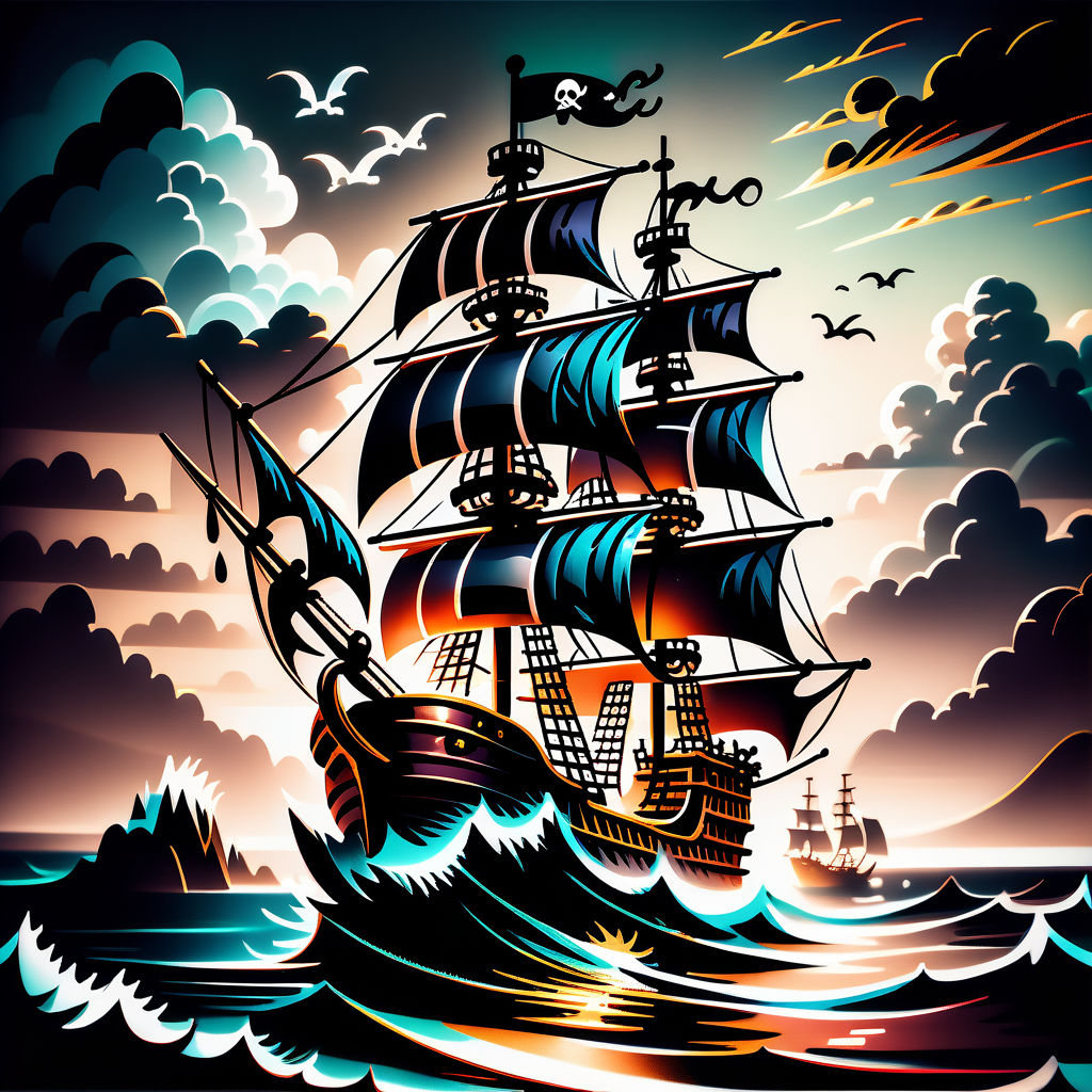 Pirate Ship Vs. Kraken Tattoo Design White Background PNG File Download  High Resolution - Etsy Sweden