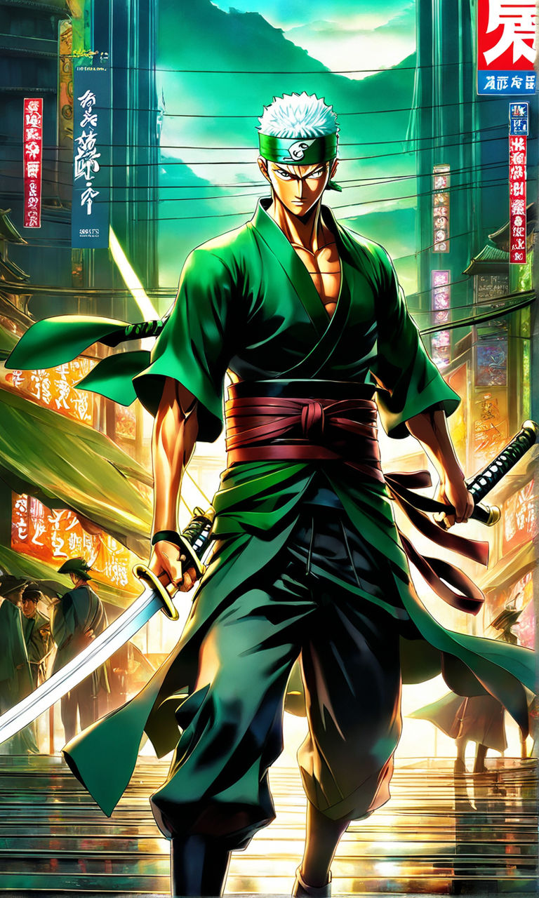 Anime One Piece Roronoa Zoro 3 Sword Style HD Poster Print on