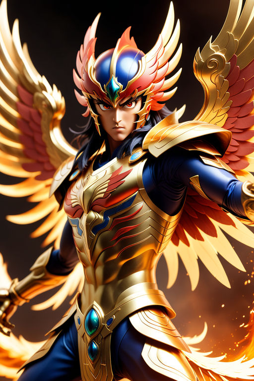 Saint Seiya Poster Phoenix Ikki Two Color Background Close Up