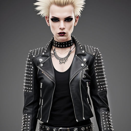 wearing punk biker costume