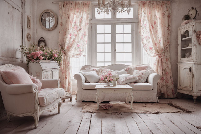 Beautiful Shabby Chic Living Room with Glittery Full Background · Creative  Fabrica