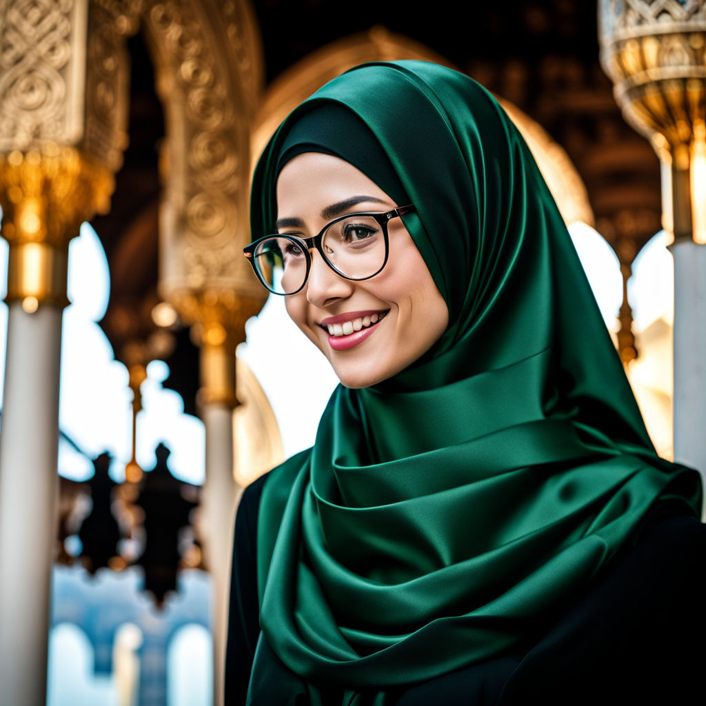 An anime-girl wearing a hijab with no hair, radiating sweetness