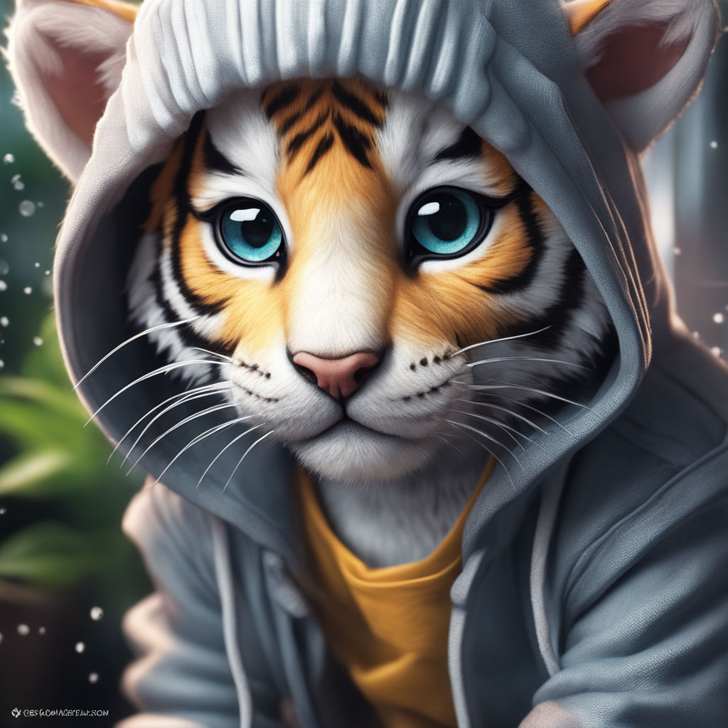 adorable cutie baby tiger with huge eyes acrtoon, hyperealistic, kawaii,  watercolor, savanah background - AI Generated Artwork - NightCafe Creator