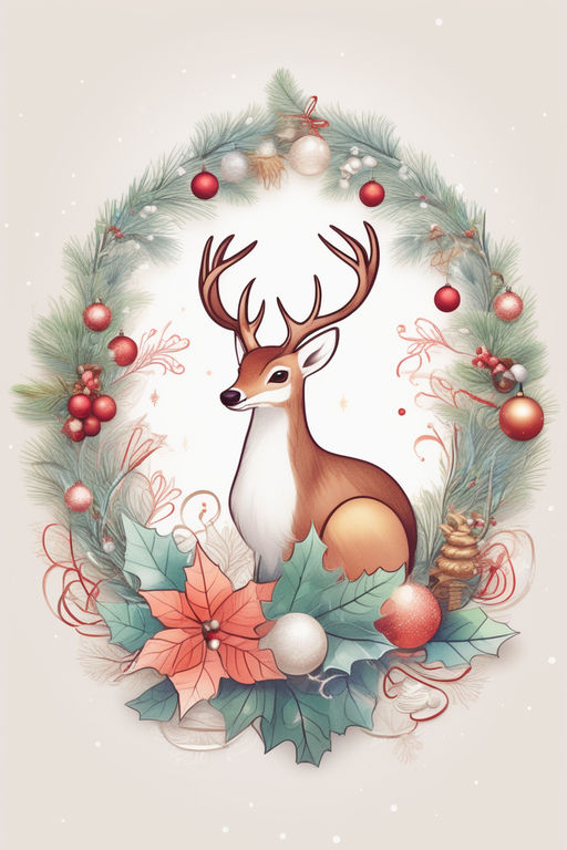 Christmas deer Rudolph enchanted forest Nordic style cottagecore aesthetic