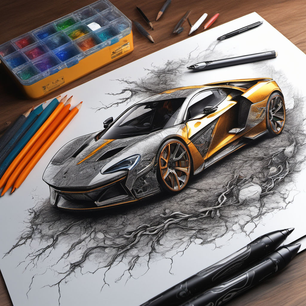 cool marker drawing of a Lamborghini on Craiyon