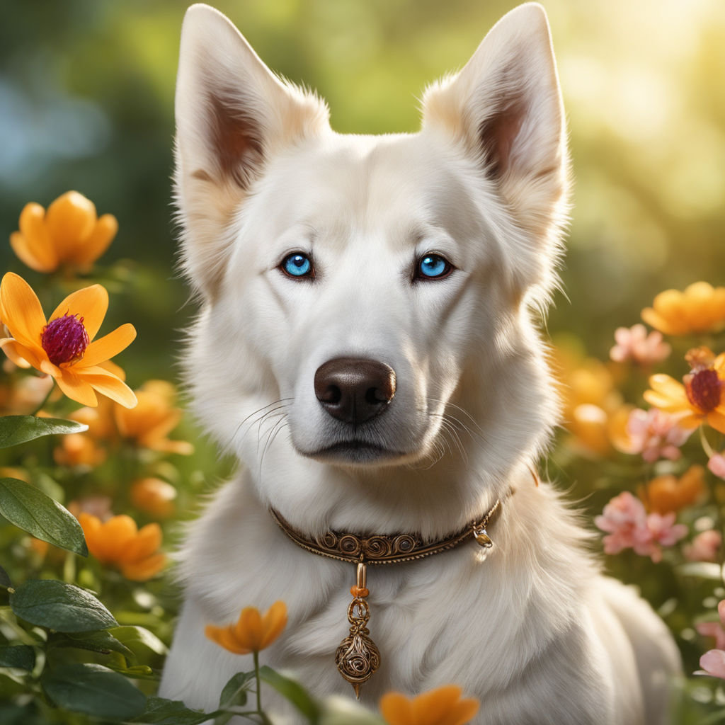 all white timberwolf dog