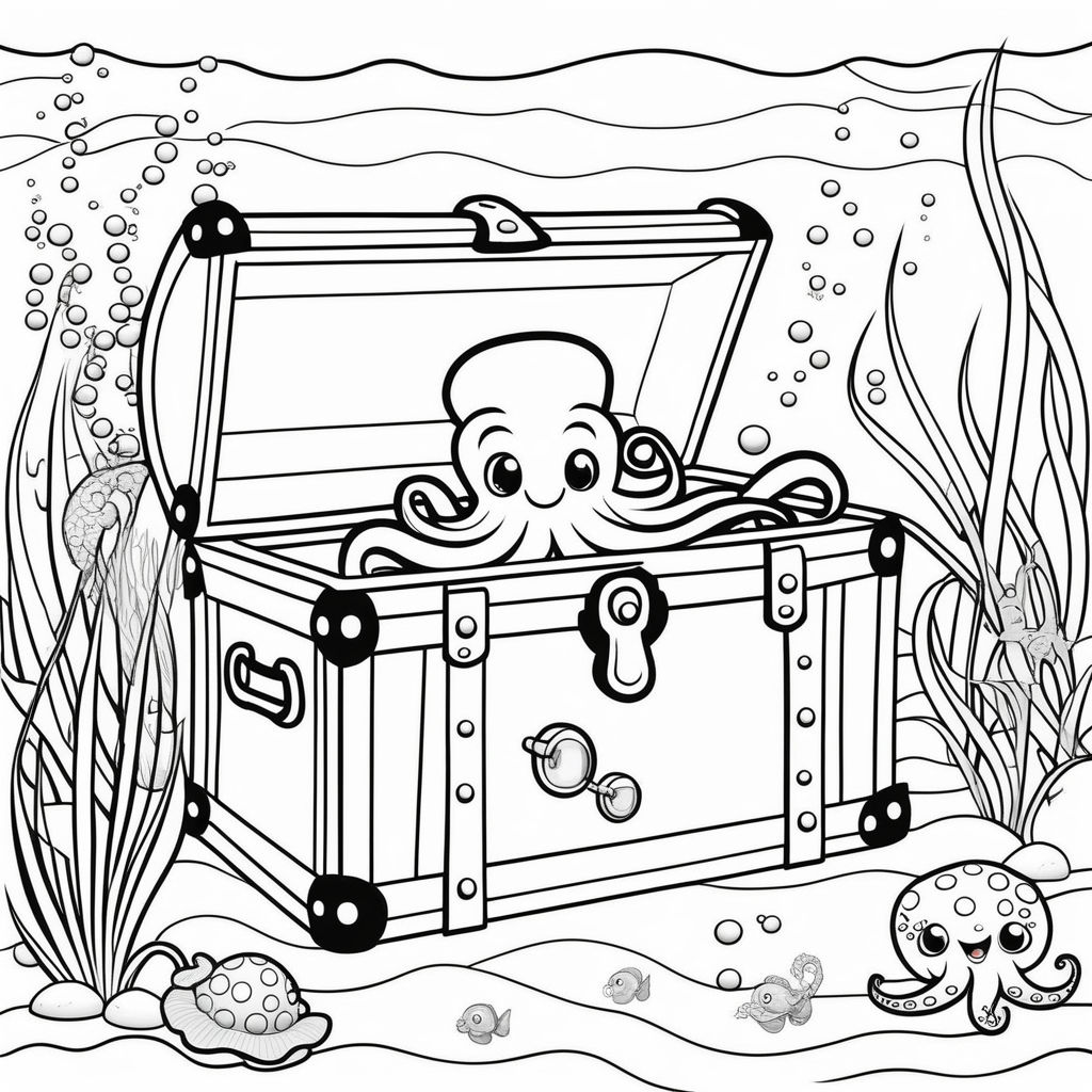 underwater treasure chest coloring page