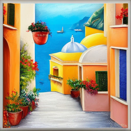 Positano Painting on Canvas, Original Art, Amalfi Coast, Italy