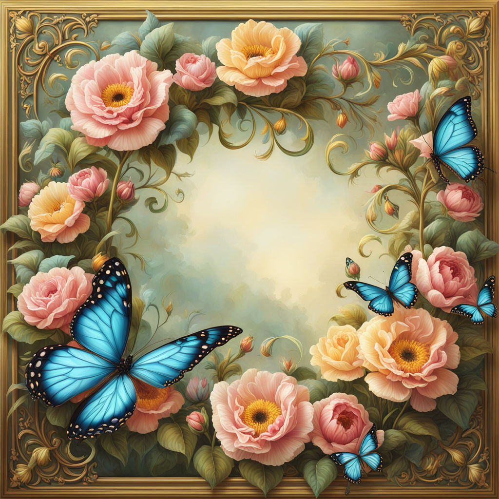 BUTTERFLY FLORAL Hyper Realistic Intricate Detail Painting