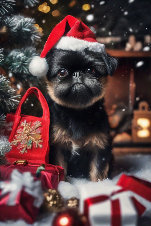 Pug Dog Holding a Christmas Present Ornament