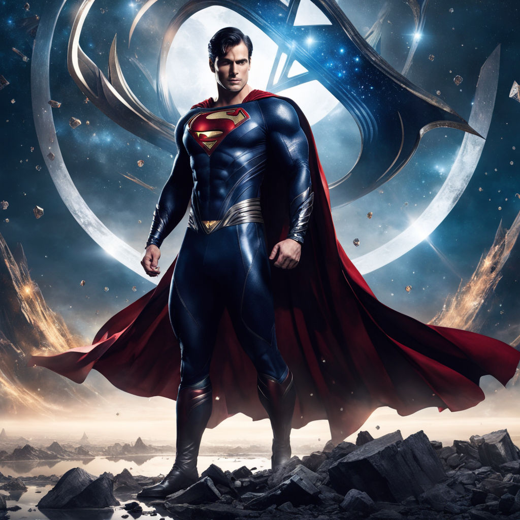 Full body depiction of Superboy-Prime donning a jet-black Superman costume