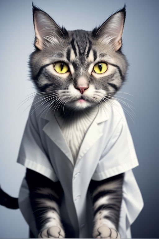 A little white cat wearing a white coat illustration 2162274