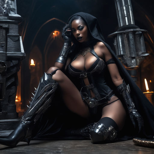 512px x 512px - graceful Ebony goddesses is dressed as a sexy Necromancer\
