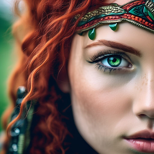 worldly-crow60: an Irish beauty maiden, natural green eyes, red