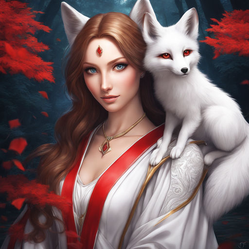 anime white kitsune girl