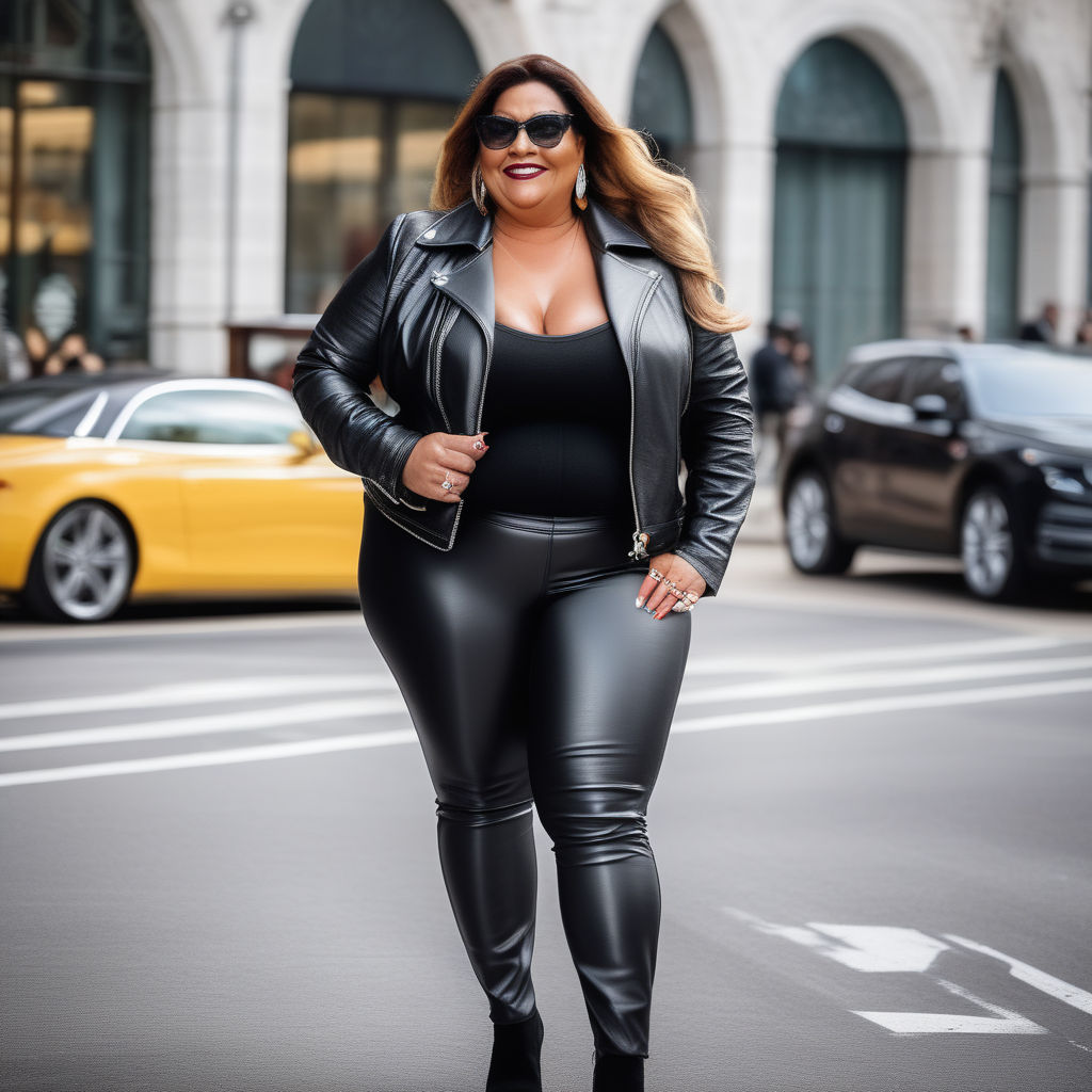 Old lady leather pants, leather candids