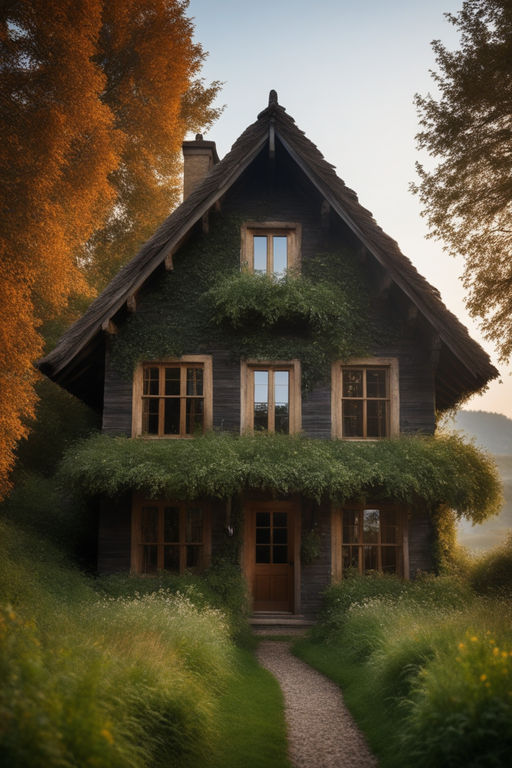 Dreamcore-like picture: a quaint house nestled in an expansive