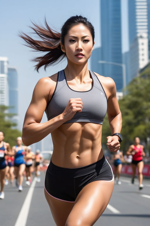 asian woman athlete in great shape - Playground