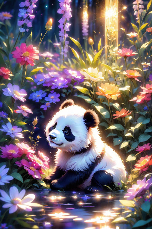 Adorable panda with a cute kawaii aesthetic