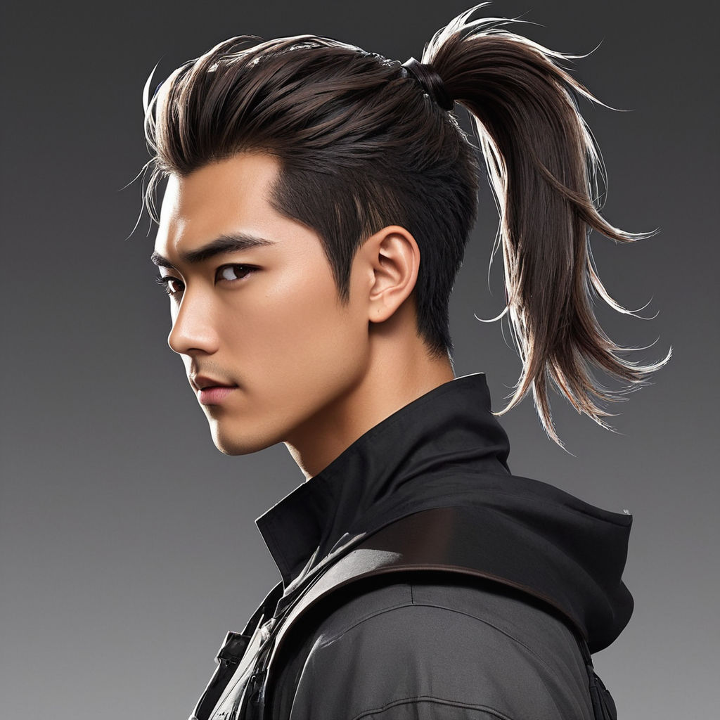 Handsome Chinese man with clear eyes and sharp eyebrows