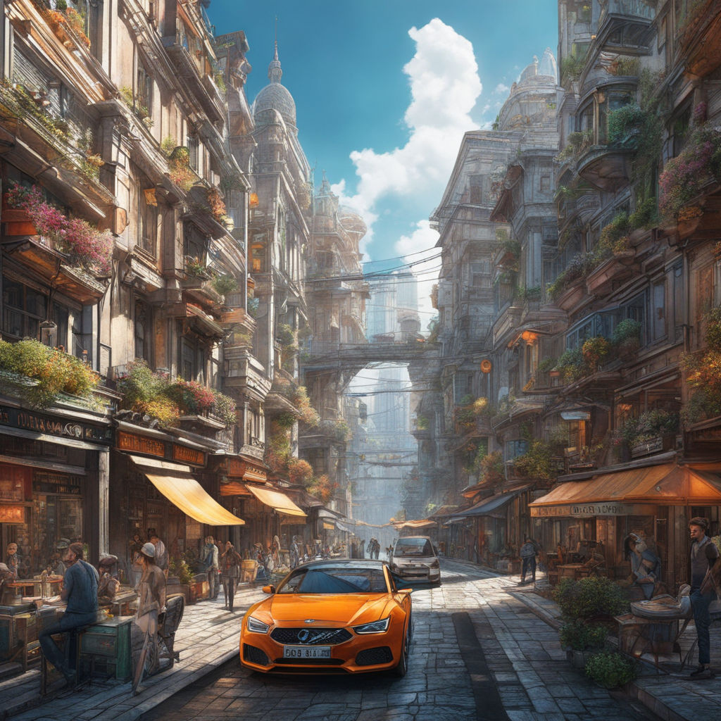 RPG prompt: the streets of a ((solarpunk city)), solar - PromptHero