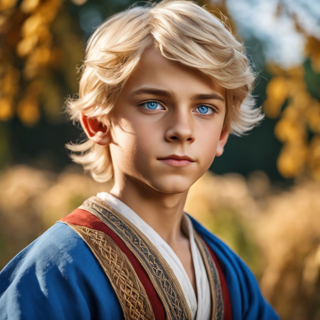 Anime illustration of a beautiful boy with blue eyes