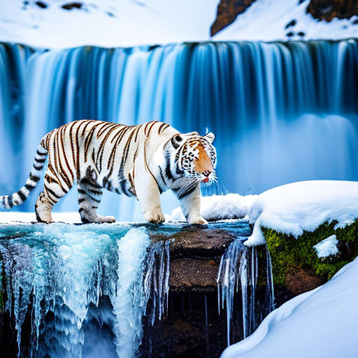 white snow tiger with blue eyes