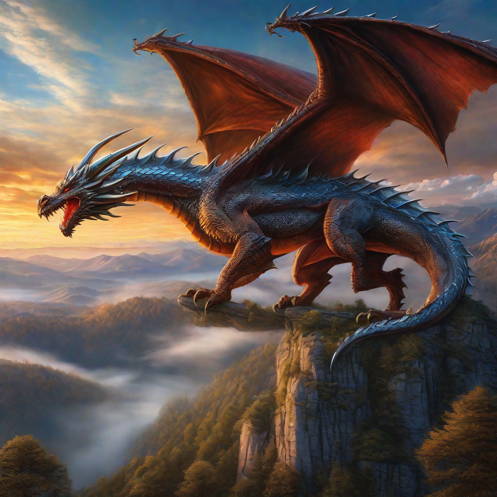 A Painting Of A Dragon In The Sky By Curly - Playground