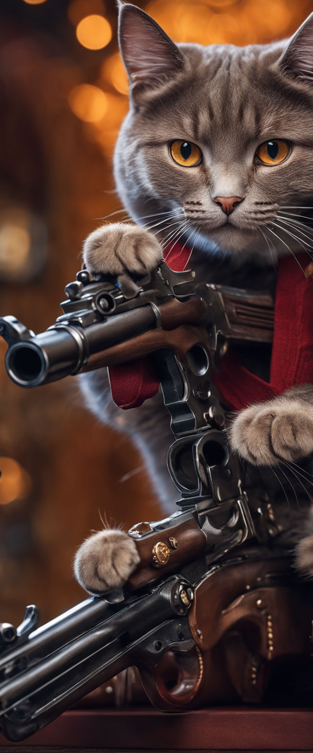 funny cat with sniper