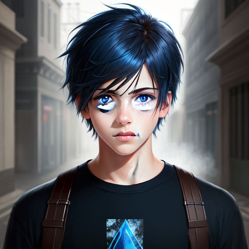 Anime illustration of a beautiful boy with blue eyes