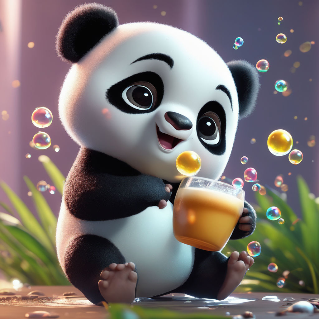 baby panda cartoon with big eyes