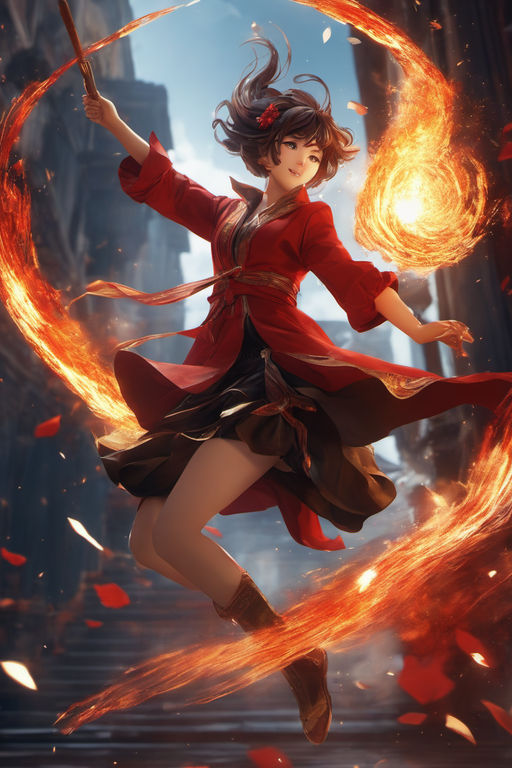 anime girl fire mage