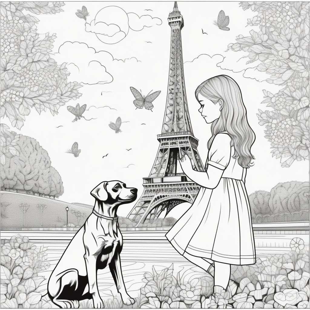 Eiffel Tower Scene Paris Girl Walking Her Dog with Typography' Graphic Art Print House of Hampton Format: Wall Plaque, Size: 12 H x 18.5 W x 0.5