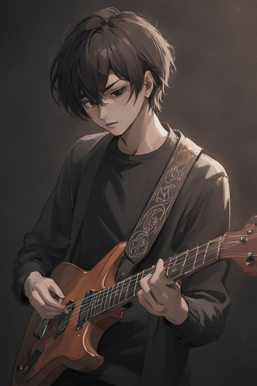 Ichigoame, anime, anime boys, bubbles, musical instrument, guitar, smoking