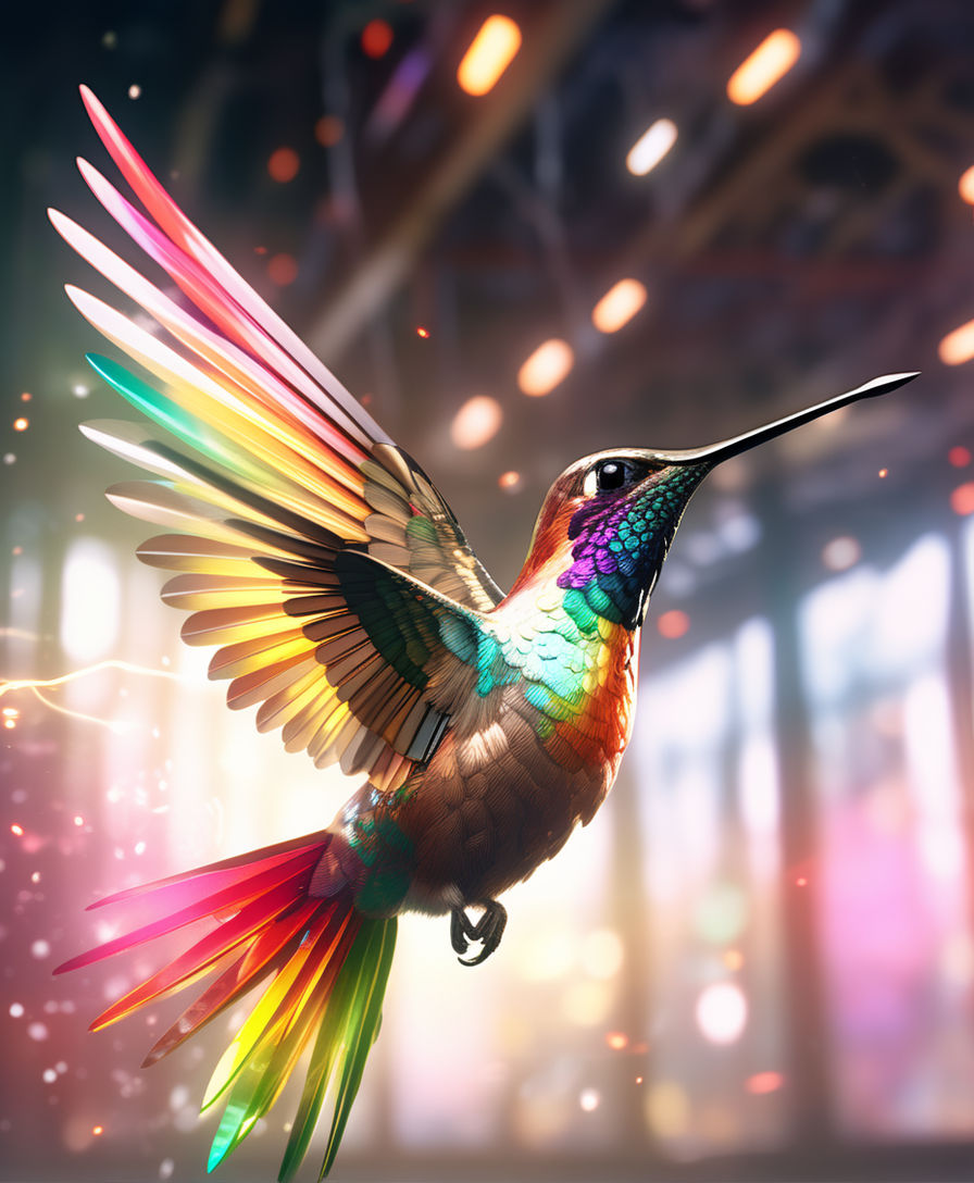 Flying Beautiful Hummingbird - 5D Diamond Painting 