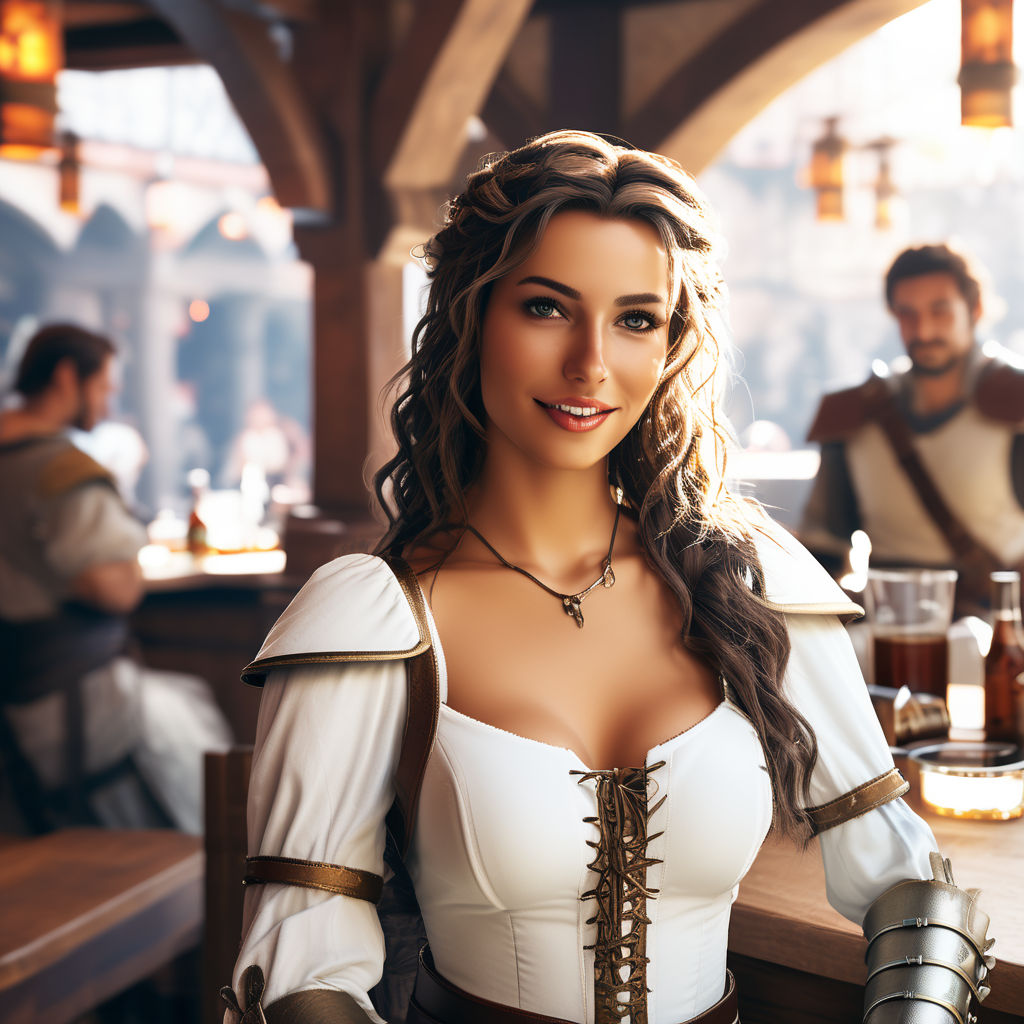 Medieval tavern keeper or medieval innkeeper costume with medieval corset