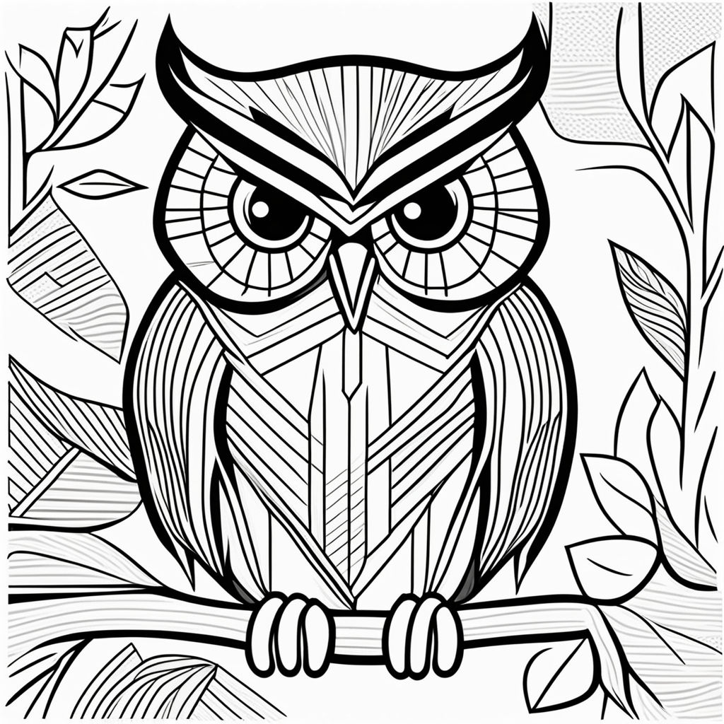 geometric owl coloring pages