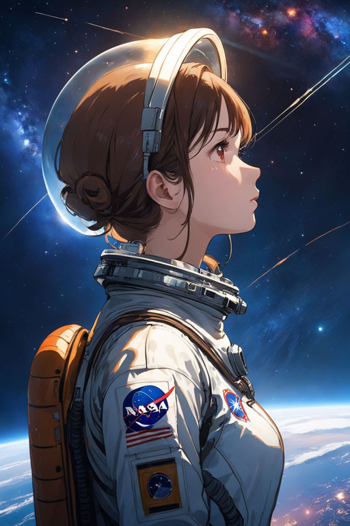 Anime Artwork, Art by Yuka Fujikawa and Tatsuya Endo, Ochaco Uraraka as an  Astronaut, drifting through a Nebula, Debris floating around - SeaArt AI