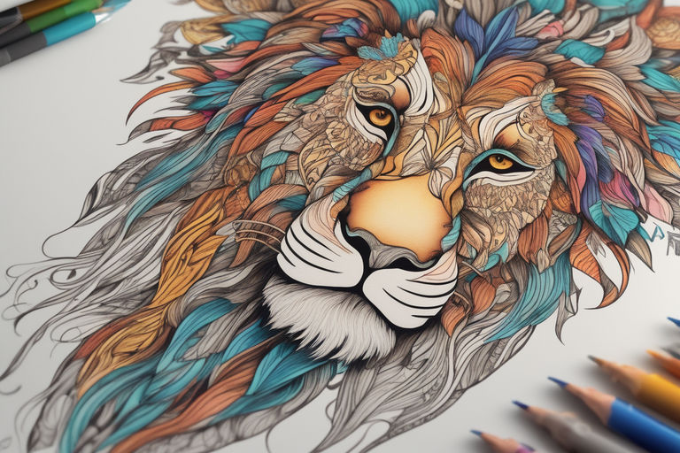 Lion Drawing By Nandhu As, Drawing Fine Art for Sell