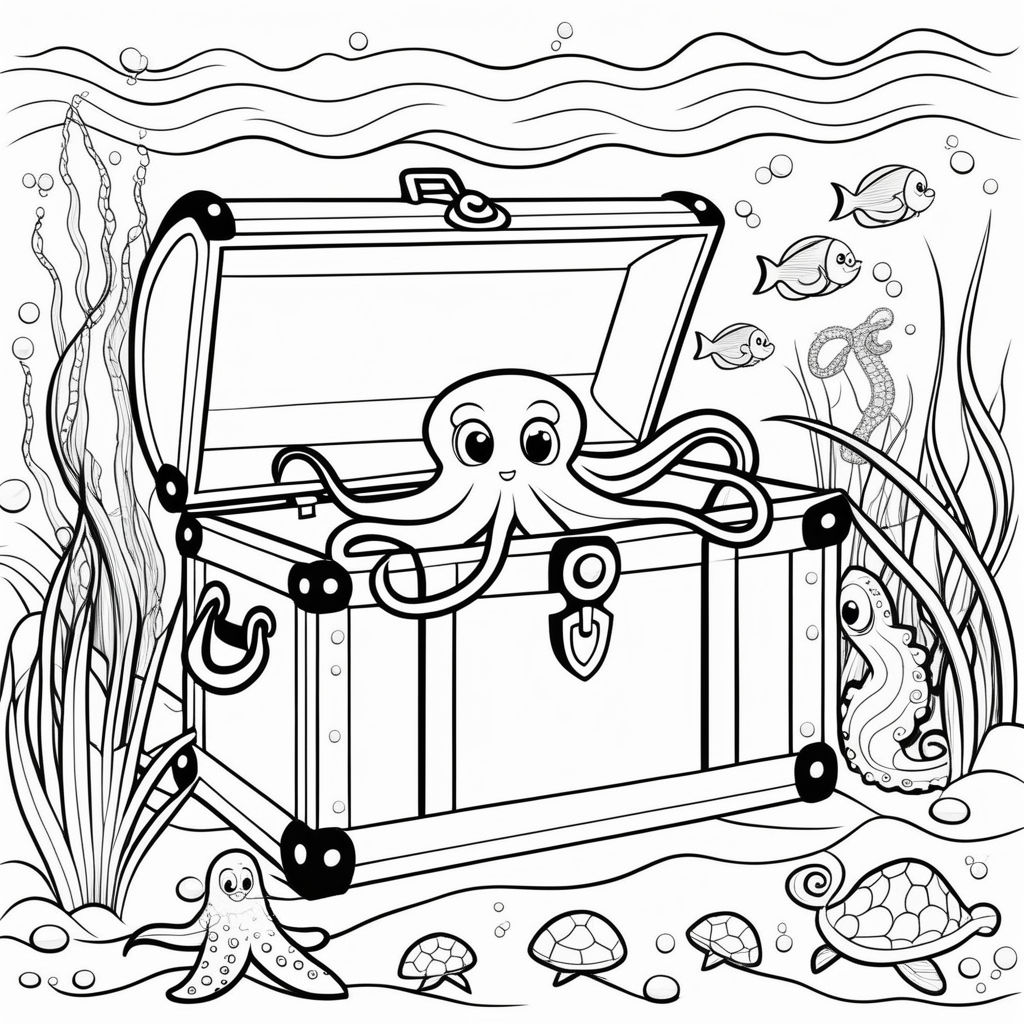 underwater treasure chest coloring page