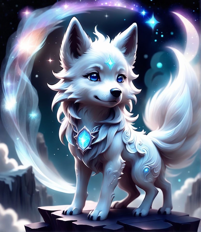 anime chibi wolf with wings