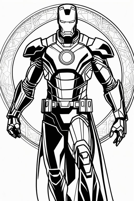 black and white iron man outline