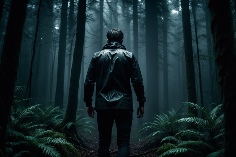 man in the dark forest